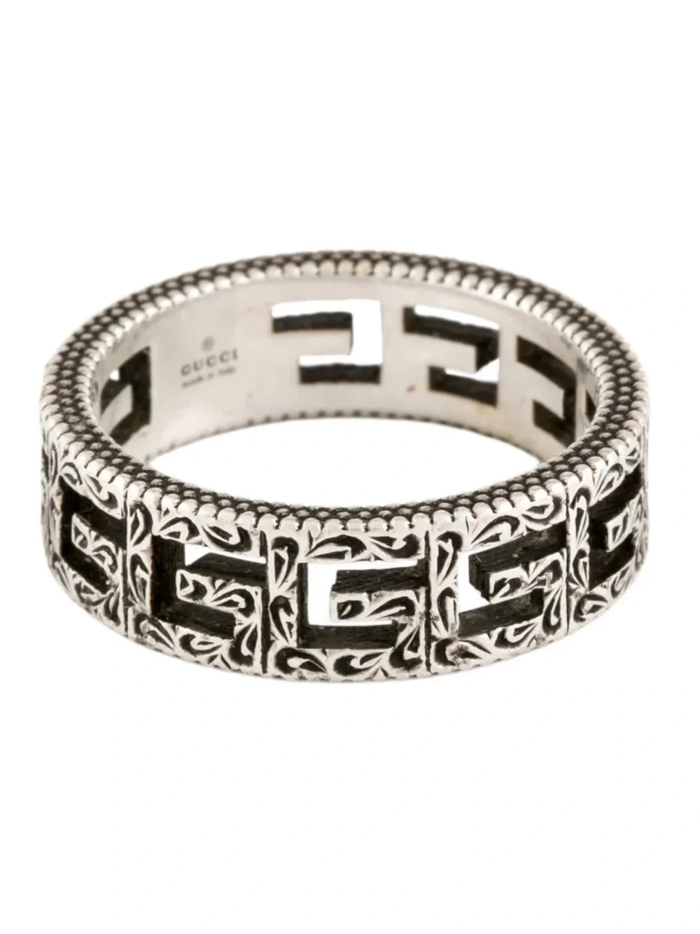 Gucci Silver G Cube Sterling Silver Band Ring